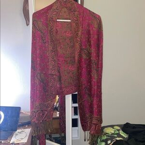 Elegant Paisley Pink and Gold and Greenish Scarf